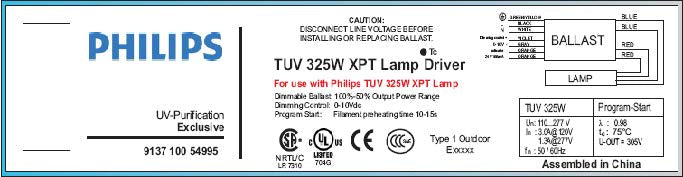 Philips TUV 325W XPT HO SE UNP/20 UV-C Amalgam Lamp